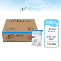 Combo 24 bịch sữa tươi TH True Milk ít đường bịch 220ml