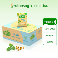 Thùng sữa đậu nành Fami Bịch Canxi ít đường (40 bịch x 200ml)