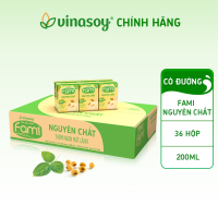 Thùng sữa đậu nành Fami Hộp Nguyên chất có đường (36 hộp x 200ml)