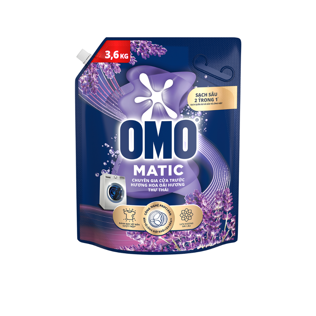 (Freeship 20k) Nước giặt OMO hương Hoa Oải hương Thư thái Cửa trước 3.6kg