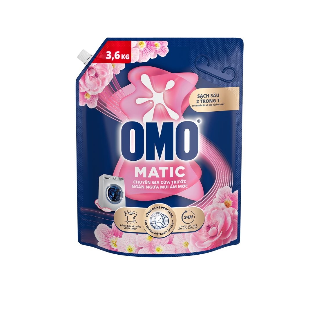 (Freeship 20k) Nước giặt OMO Ngăn ngừa mùi ẩm mốc Cửa trước 3.6kg