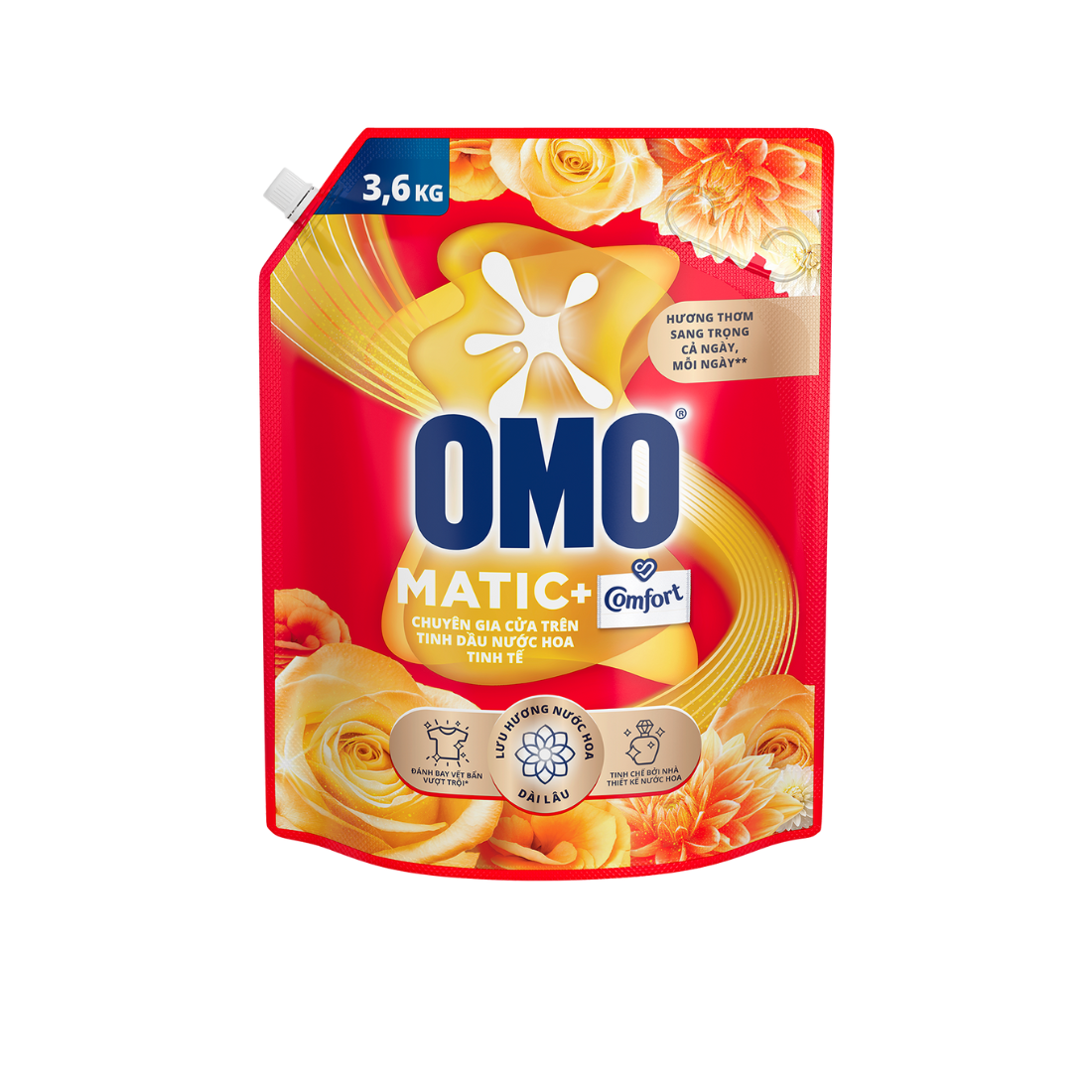 (Freeship 20k) Nước giặt OMO Comfort Tinh dầu nước hoa Tinh tế Cửa trên 3.6kg