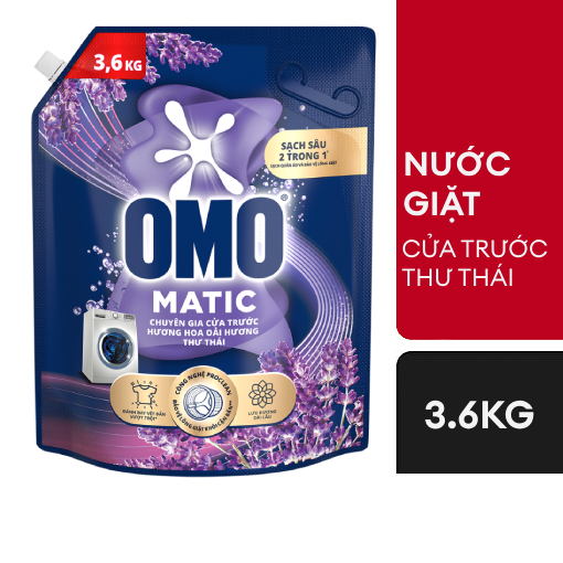 (Freeship 20k) Nước giặt OMO hương Hoa Oải hương Thư thái Cửa trước 3.6kg