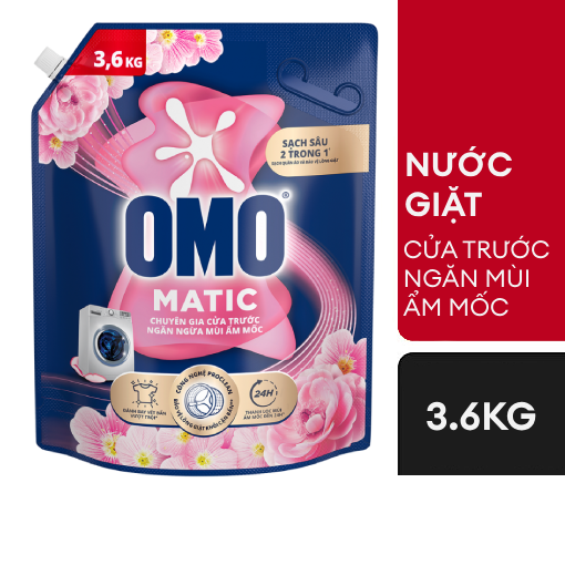 (Freeship 20k) Nước giặt OMO Ngăn ngừa mùi ẩm mốc Cửa trước 3.6kg