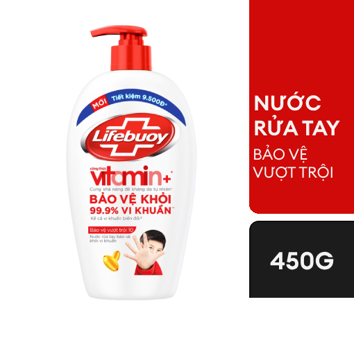 Nước rửa tay Lifebuoy Vitamin+ Bảo vệ Vượt trội 10 450g