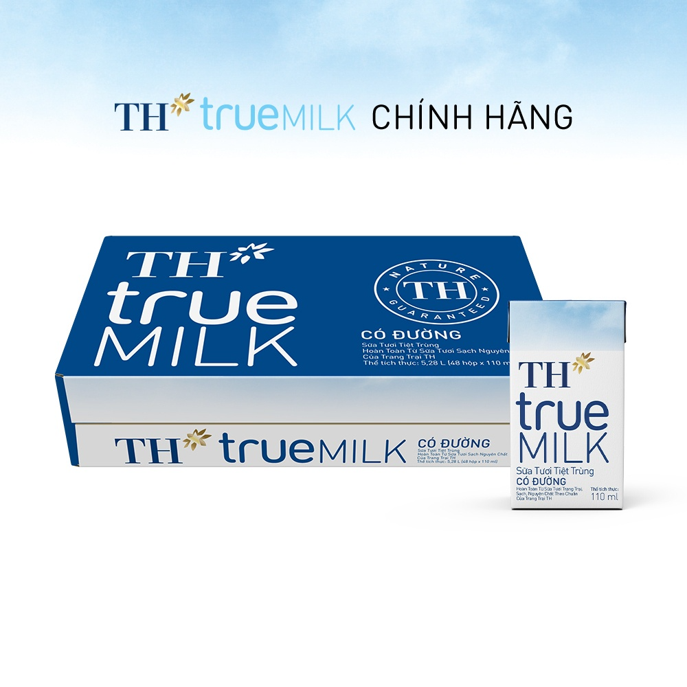 Combo 24 hộp sữa tươi tiệt trùng có đường TH True Milk 110ml