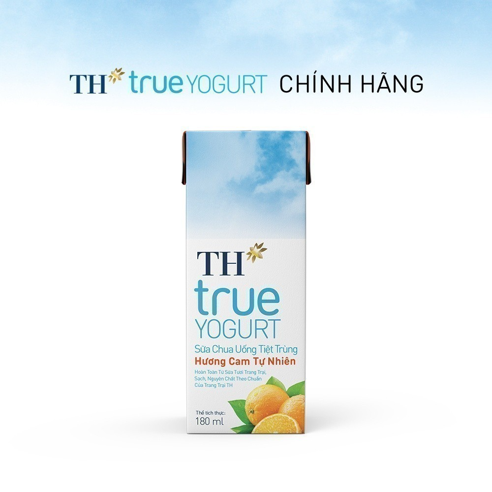 Thùng 48 hộp sữa chua uống tiệt trùng hương cam tự nhiên TH True Yogurt 180ml