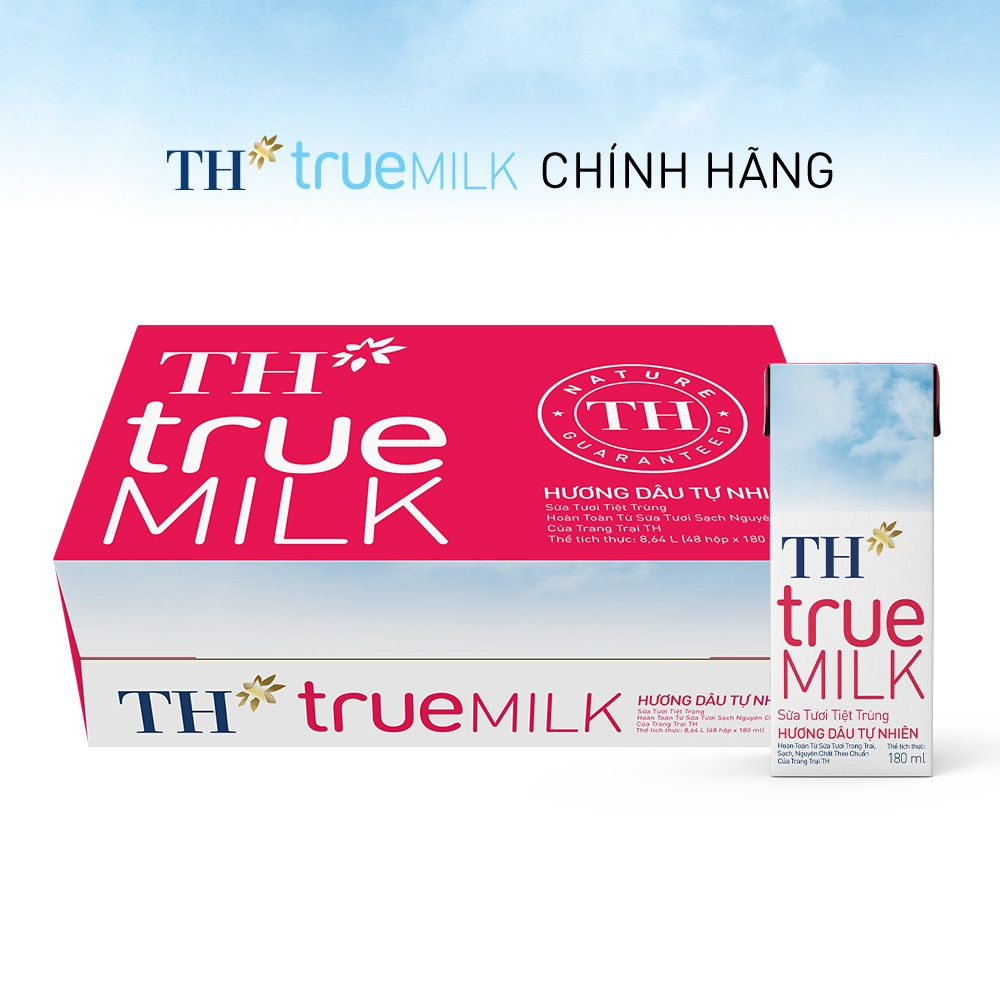 Combo 24 hộp sữa tươi tiệt trùng vị dâu TH True Milk 180ml