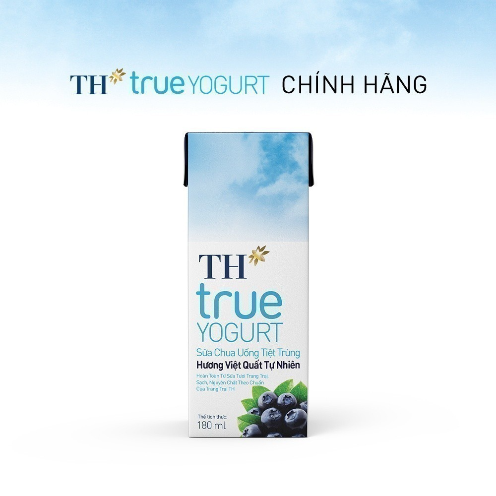 Thùng 48 hộp sữa chua uống tiệt trùng hương việt quất tự nhiên TH True Yogurt 180ml