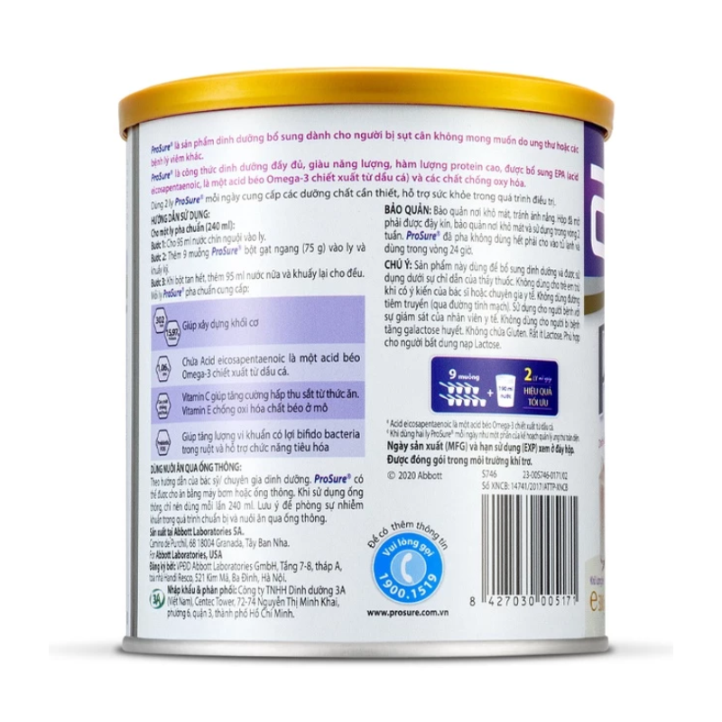 Sữa bột dành cho người bị ung thư Prosure Abbott 380g