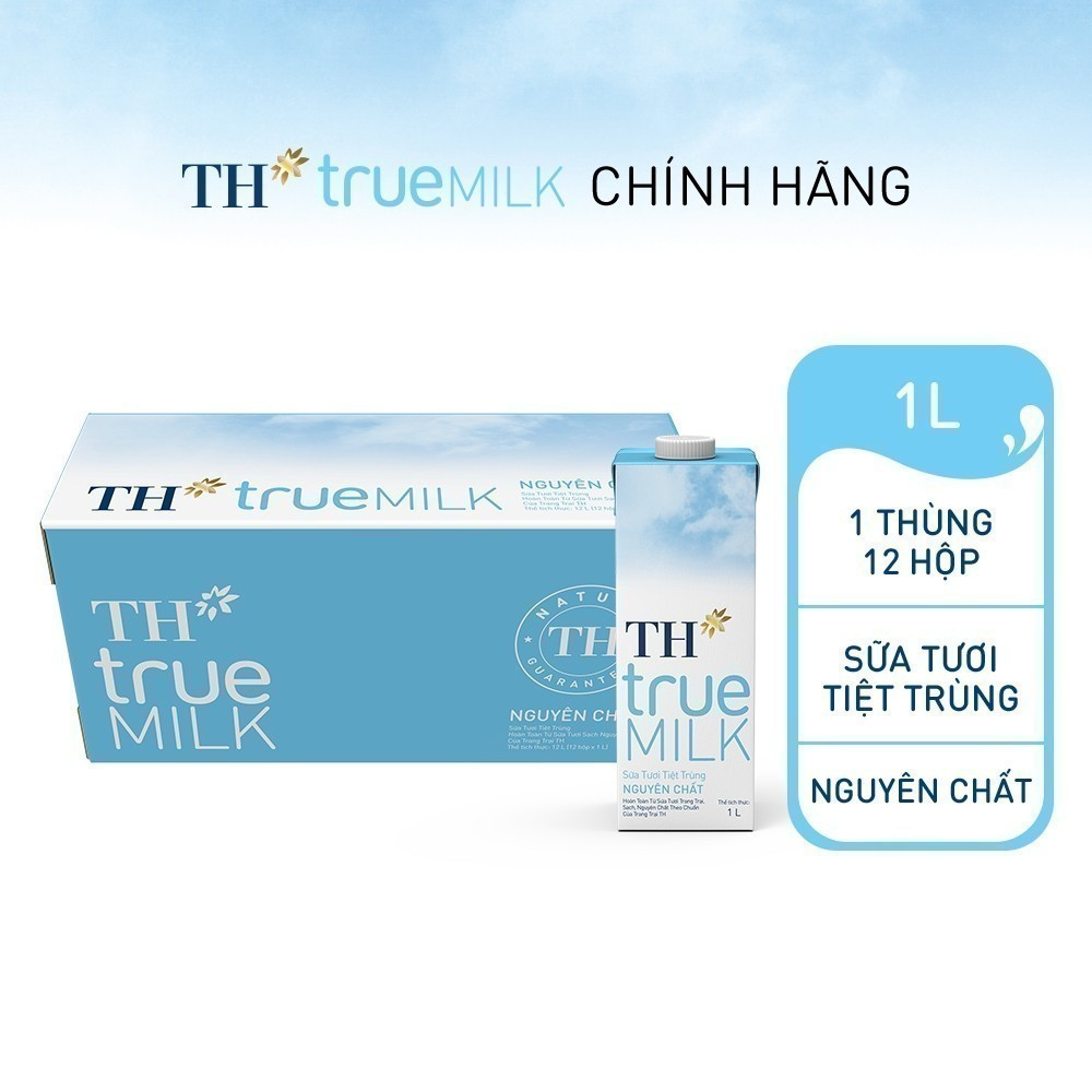 Thùng 12 hộp 1 lít sữa tươi tiệt trùng không đường TH True Milk