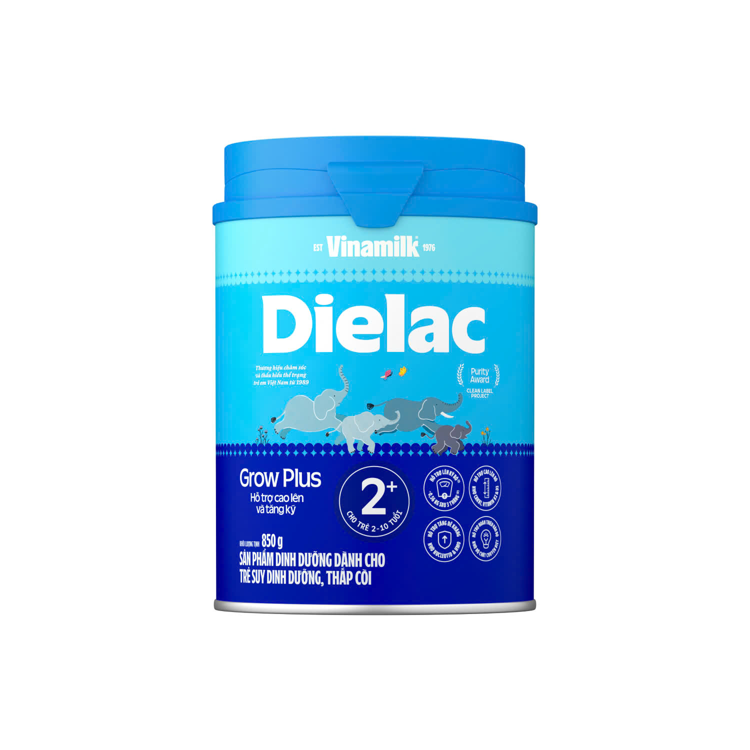 (Mẫu mới) Sữa Dielac Grow Plus 2+ Lon 850g (2-10 Tuổi)