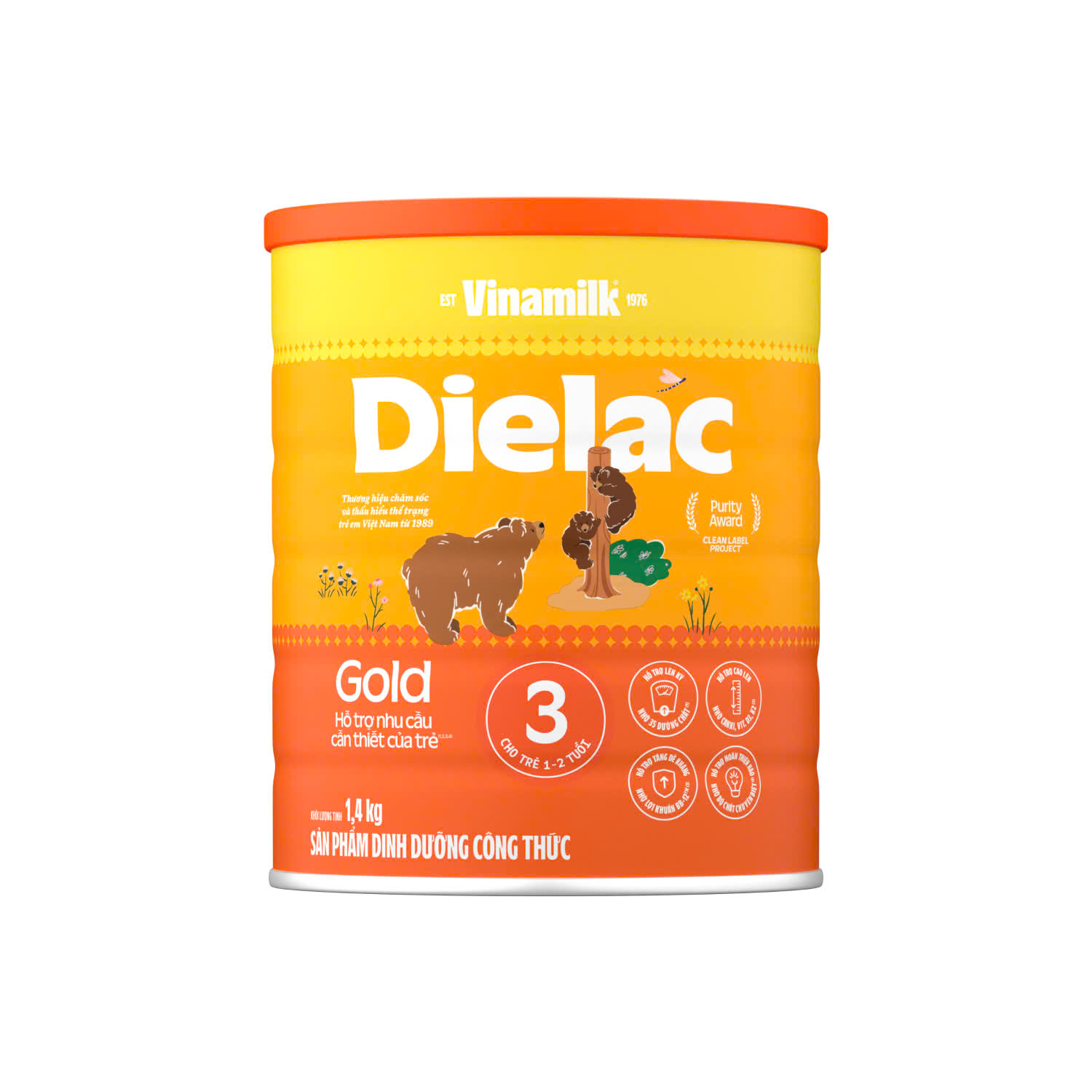 (Mẫu mới) Sữa Dielac Gold 3 Lon 1.4kg (1-2 tuổi) - Mẫu cũ alpha gold