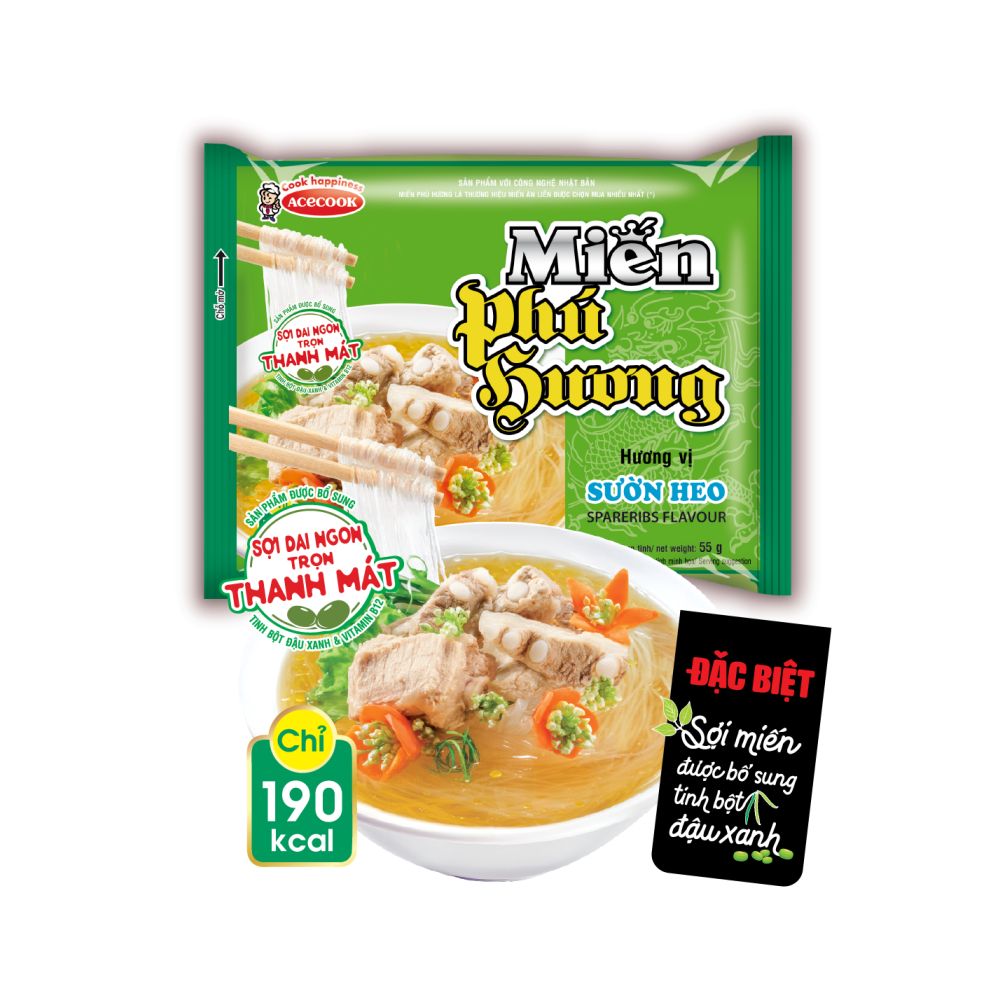 Combo 4 Gói Miến Phú Hương Sườn Heo 55g