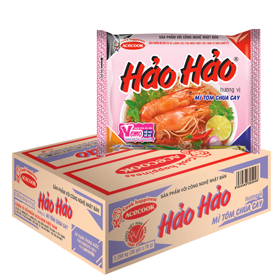 Thùng 30 Gói Mì Hảo Hảo Tôm Chua Cay 75g