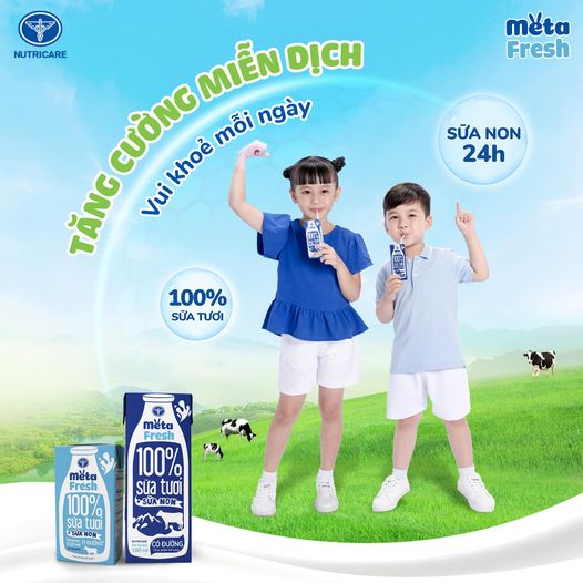 Thùng 48 hộp sữa tươi tiệt trùng Meta Fresh ít đường 110ml