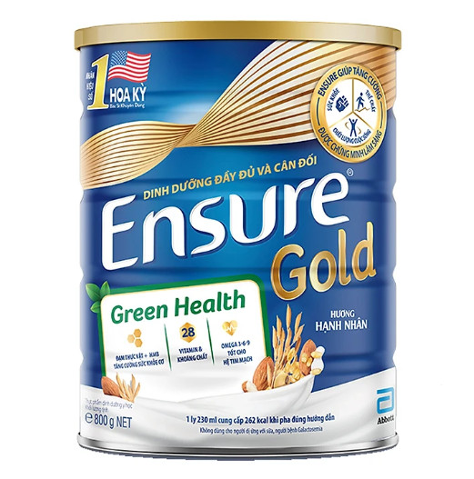 Sữa bột Ensure Gold Green Health đạm thực vật 800g (hương hạnh nhân)