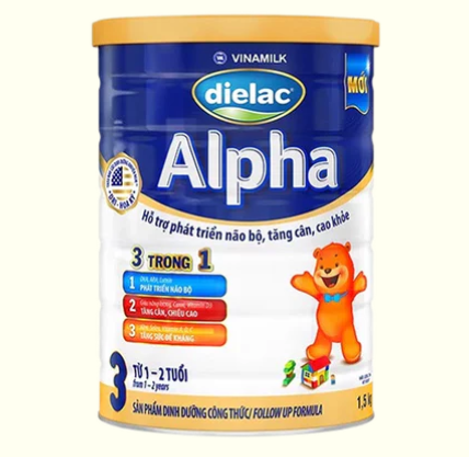 Sữa bột Dielac Alpha 3 - lon 1,5kg (cho trẻ từ 1 - 2 tuổi)