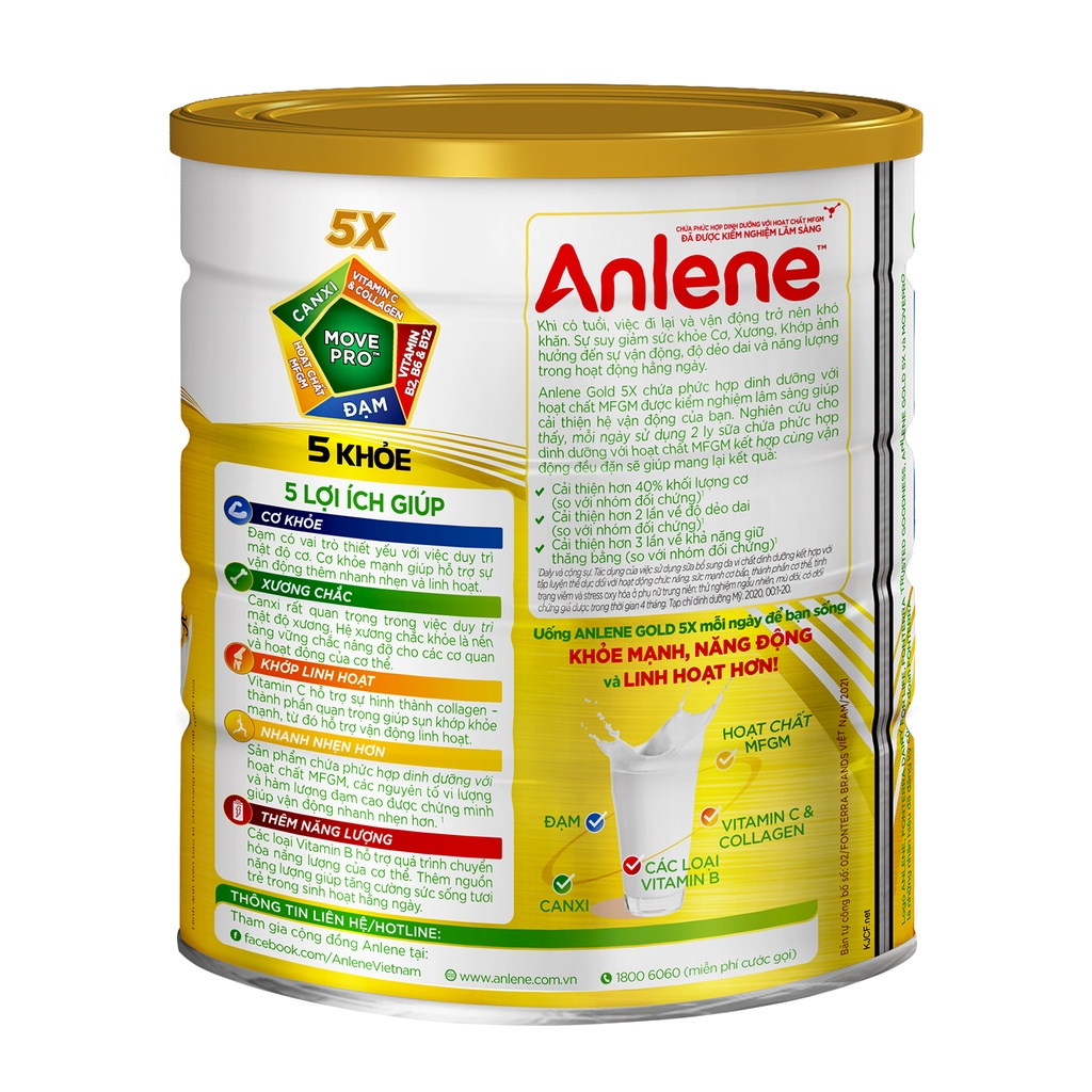 Sữa bột Anlene Gold 5X hương vani 800g