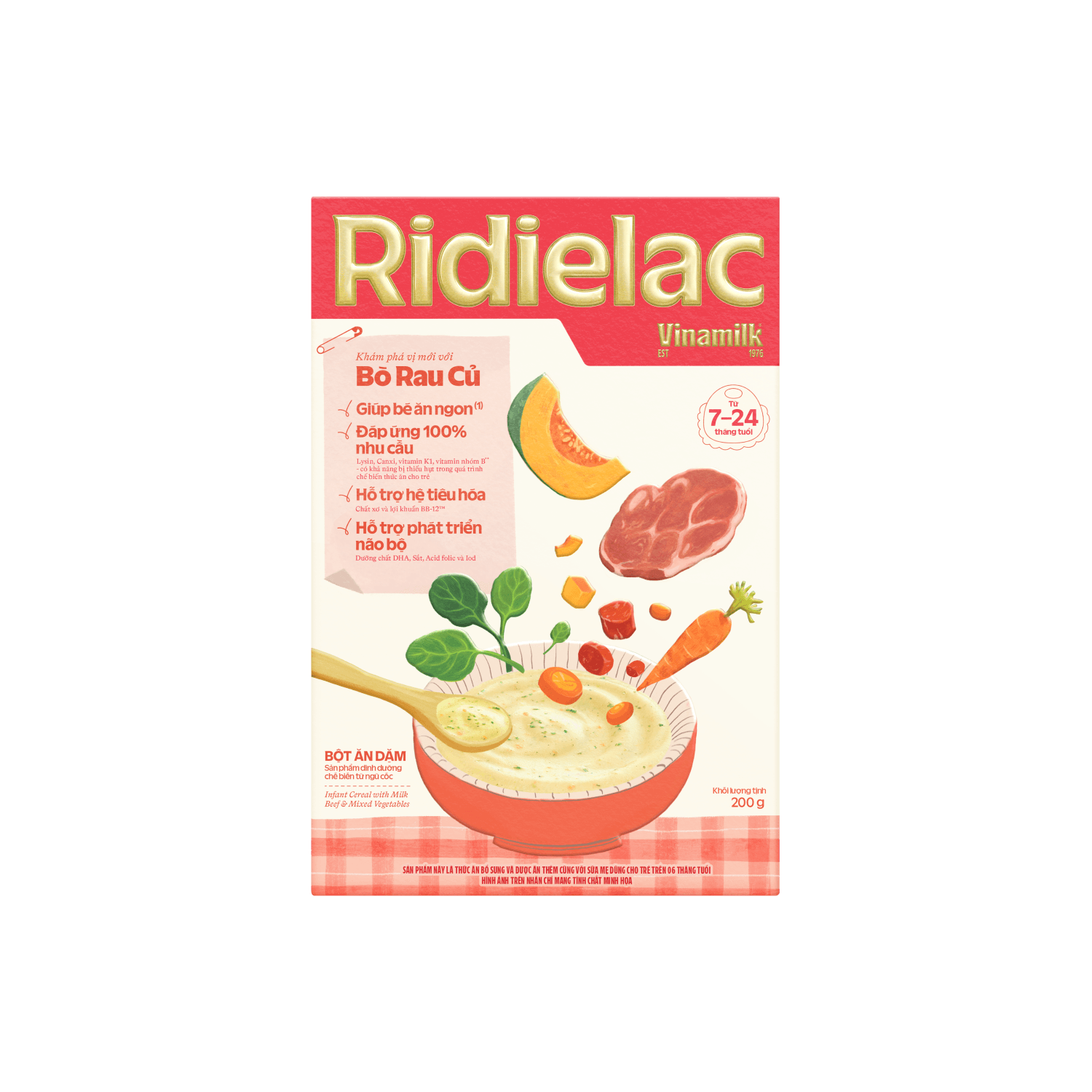 Bột ăn dặm Ridielac Gold Bò Rau Củ HG 200g