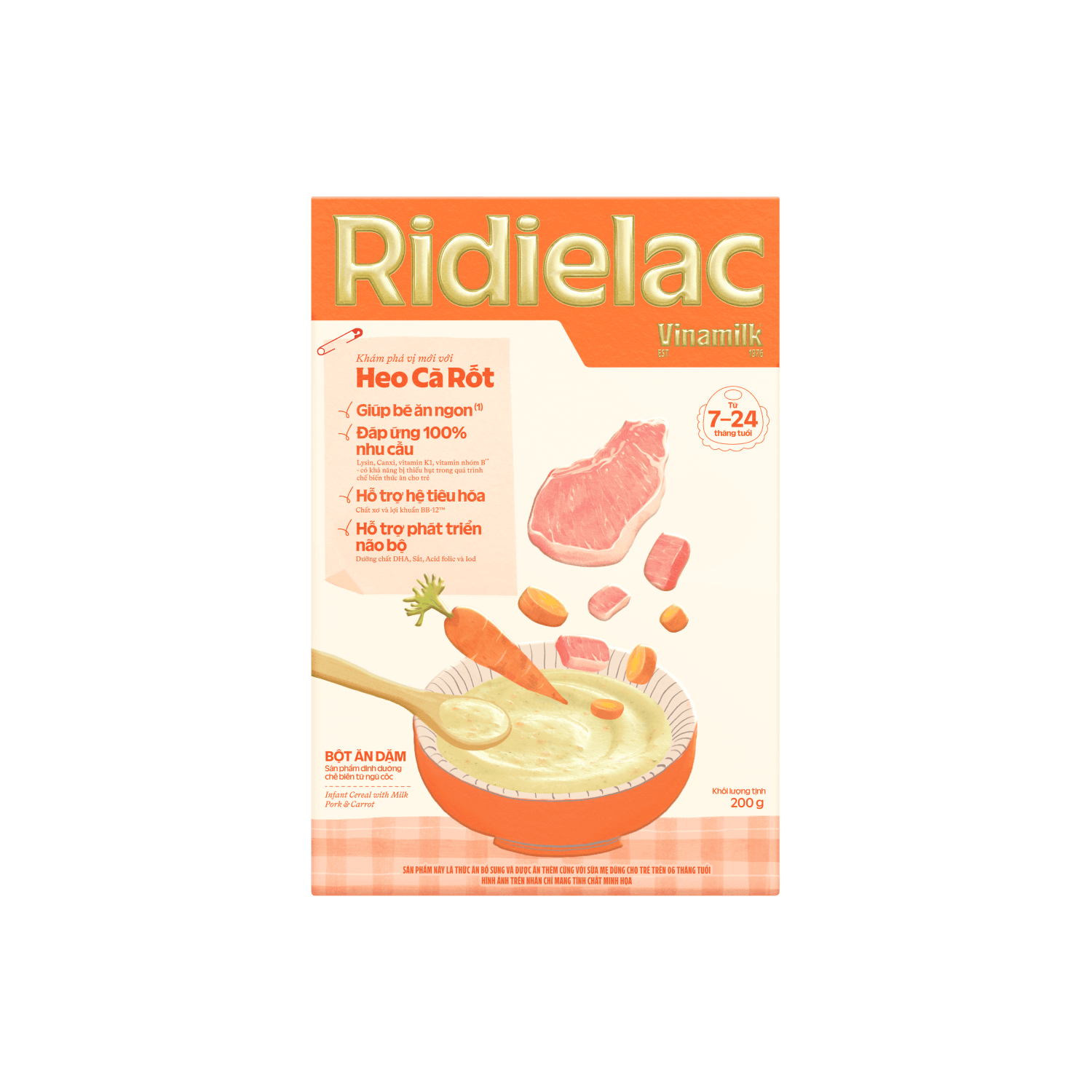 Bột ăn dặm Ridielac Gold Heo Cà Rốt HG 200g