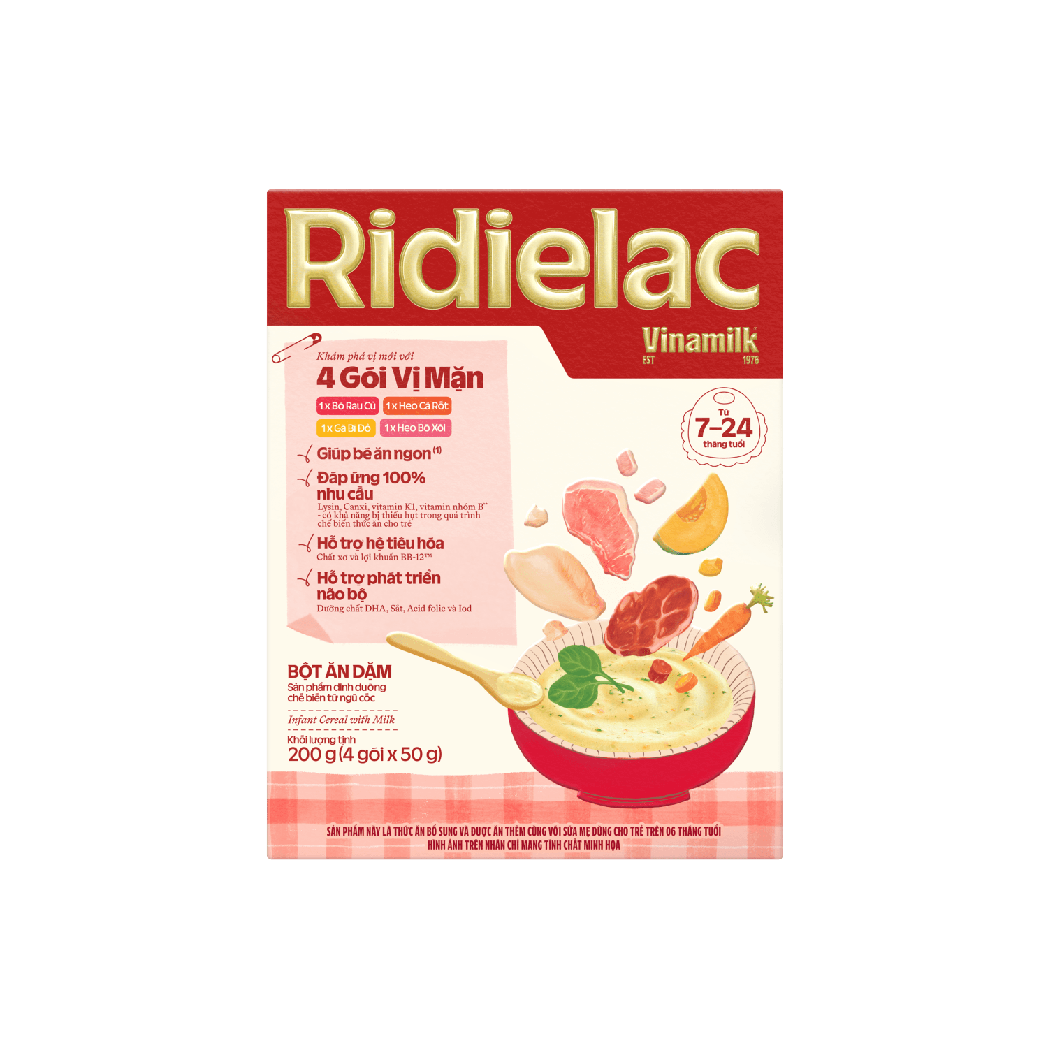 Bột ăn dặm Ridielac Gold 4 Vị Mặn HG 200g