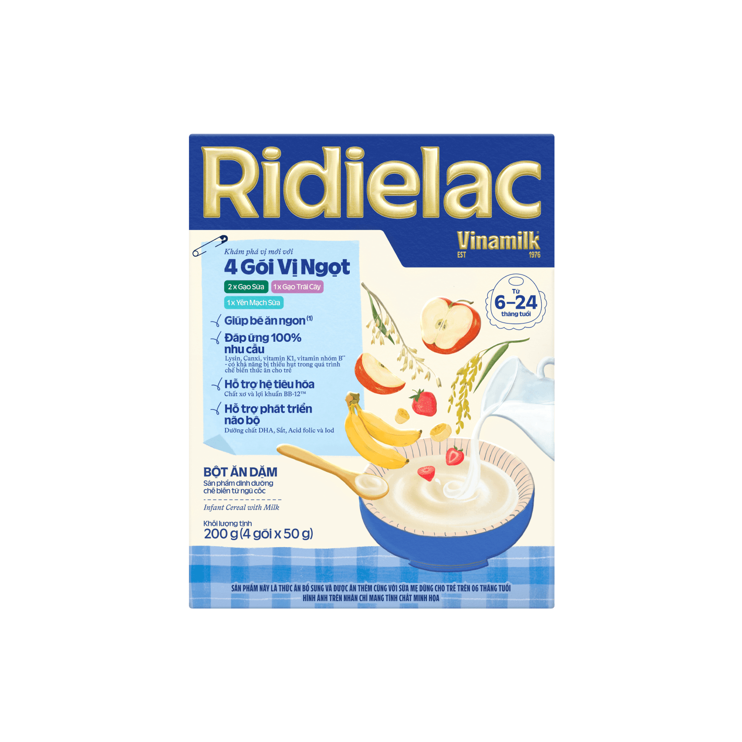 Bột ăn dặm Ridielac Gold 4 Vị Ngọt HG 200g