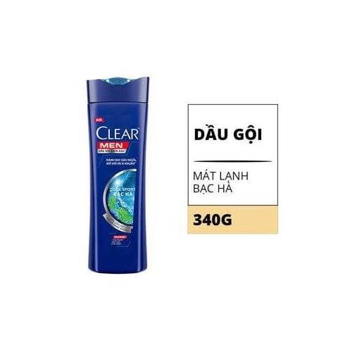 Dầu Gội Sạch Gàu Clear Men Cool Sport Mát Lạnh Bạc Hà 340g