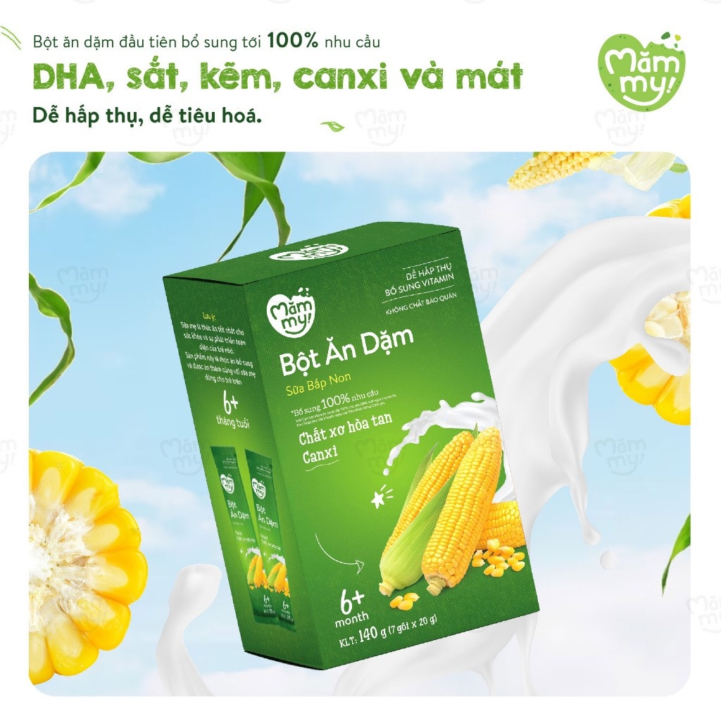 Bột ăn dặm Mămmy Sữa Bắp Non 6+ Hộp 140g