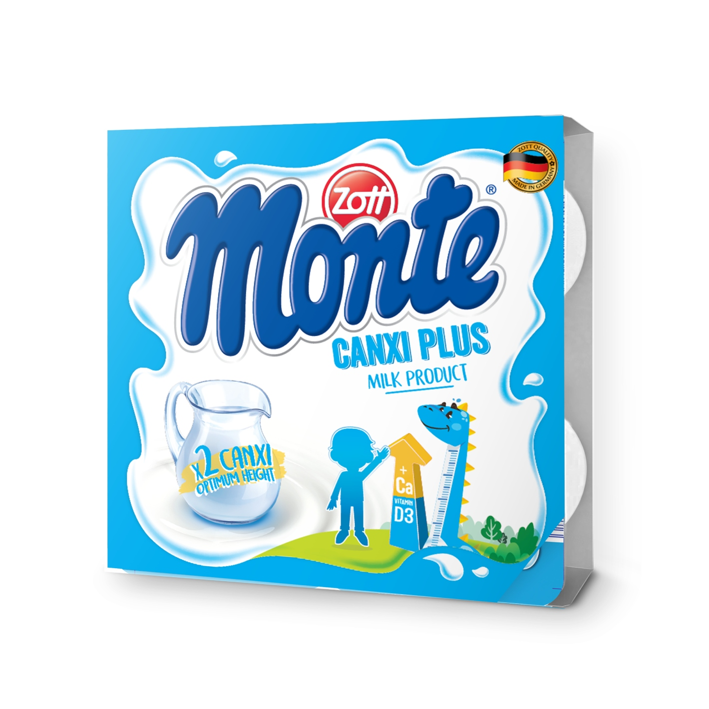 Lốc 4 Hủ Váng sữa Zott Monte canxi plus 55g