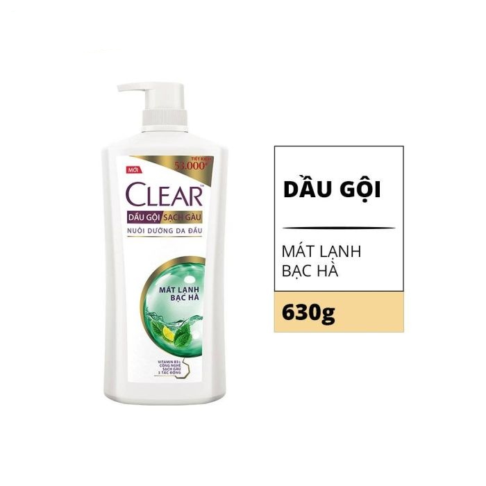 (Freeship 20k) Dầu Gội Sạch Gàu Clear Mát Lạnh Bạc Hà 630gr