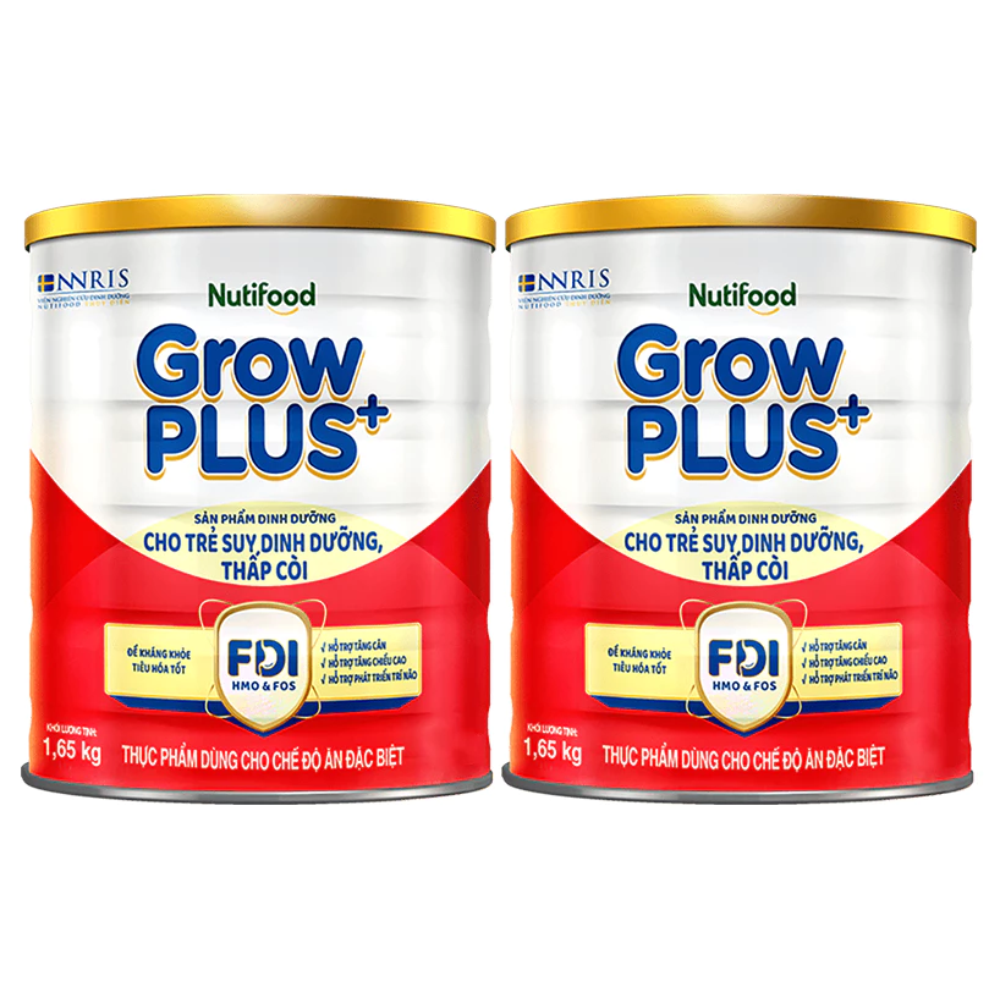Combo 2 Lon Sữa bột Nuti GrowPLUS+ Đỏ 1+ Lon 1,65 Kg