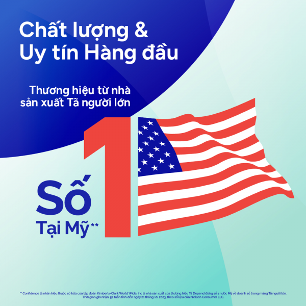 Tã dán người lớn Confidence Khô thoáng, thấm hút (size L, 20M)