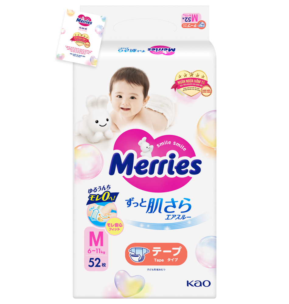 (Freeship 20k) Tã Dán Merries M52 MIếng (6-11kg)