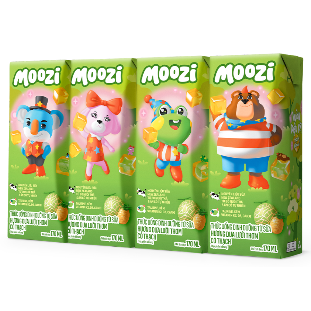 Thùng 48 Hộp Sữa Moozi Hương Dưa Lưới có thạch Moozi 170ml
