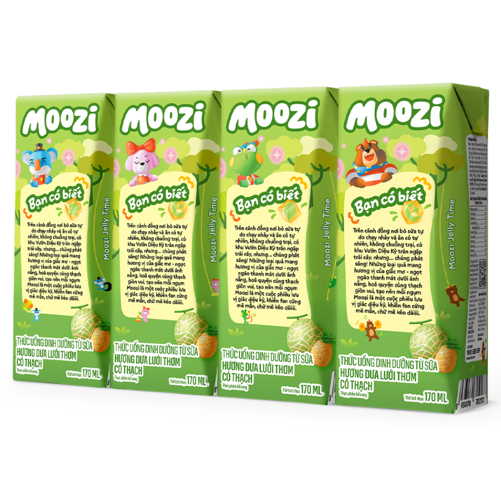 Thùng 48 Hộp Sữa Moozi Hương Dưa Lưới có thạch Moozi 170ml
