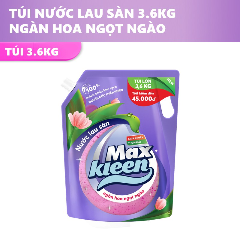 (Freeship 20k) Túi Nước Lau Sàn MaxKleen 3.6kg Hương Ngàn Hoa Ngọt Ngào