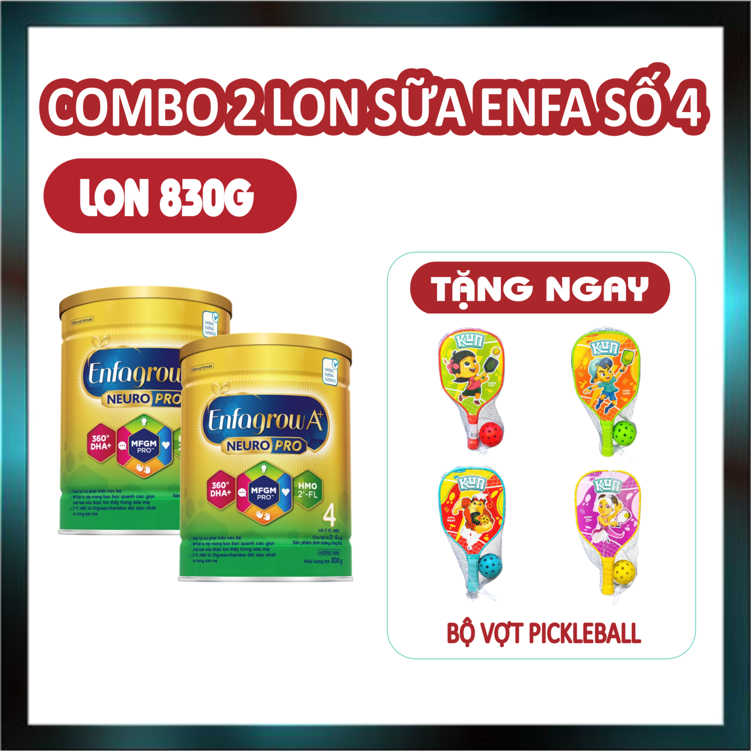 Combo 2 Lon Sữa Enfagrow A+ số 4 830g (2-6 tuổi) 2Flex