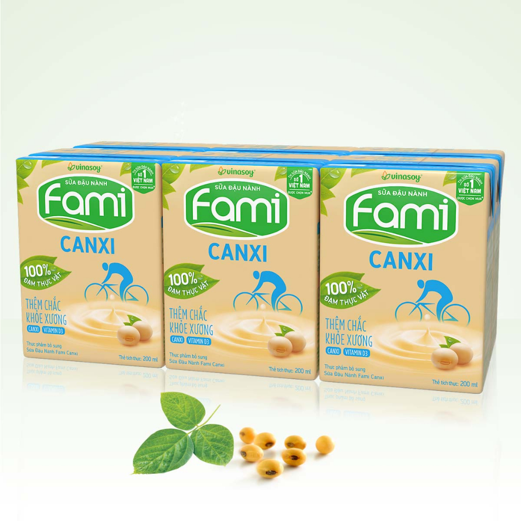 Thùng sữa đậu nành Fami Hộp Canxi có đường (36 hộp x 200ml)