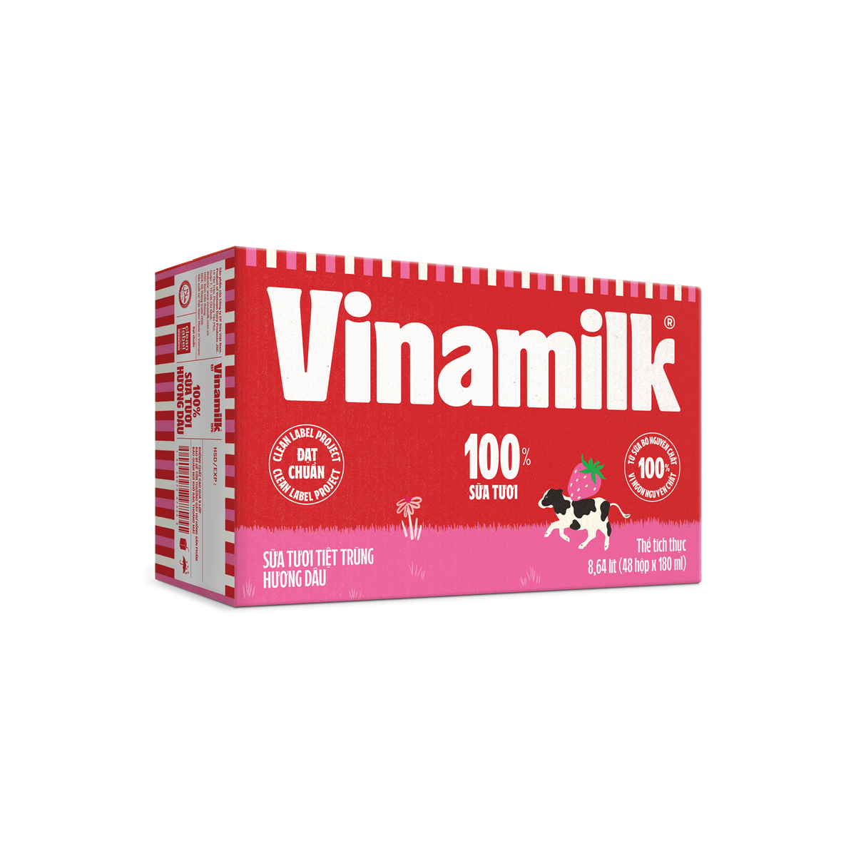 Thùng 48 Hộp Sữa Tươi Tiệt Trùng Vinamilk 100% Dâu Hộp 180ml