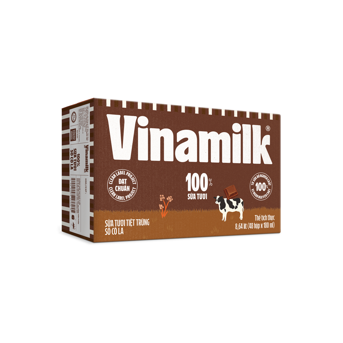 Thùng 48 Hộp Sữa Tươi Tiệt Trùng Vinamilk 100% Sô cô la Hộp 180ml