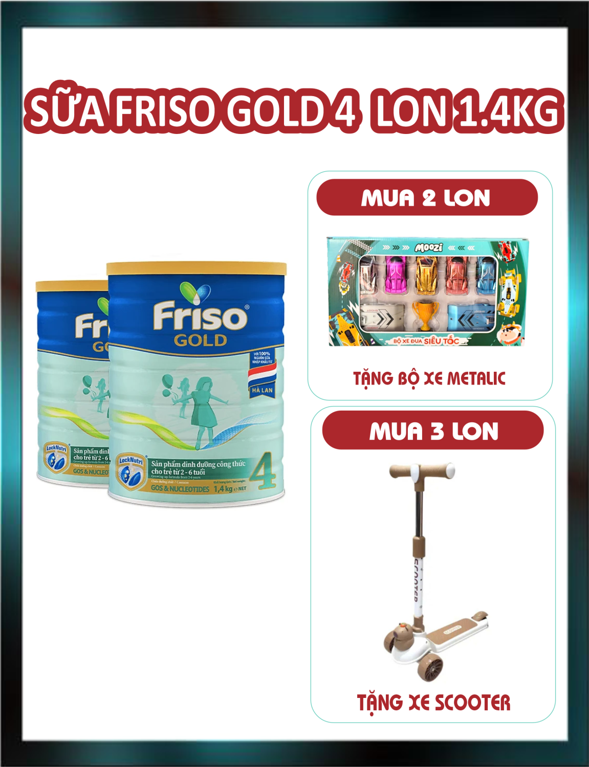 Combo 2 Lon Sữa Friso Gold 4 1,4kg (2-6 tuổi)