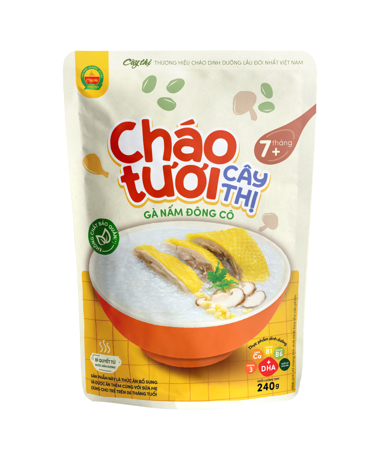 Cháo tươi Cây Thị gà nấm đông cô 240g (Trên 7 tháng)