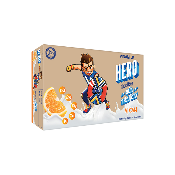 Thùng 48 Hộp Sữa Trái Cây Hero Vinamilk Hương Cam 110ml