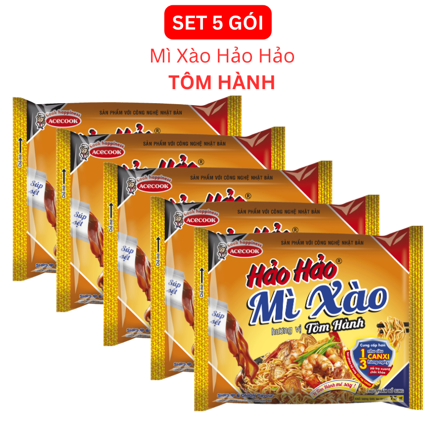 Combo 5 Gói Mì Hảo Hảo Xào Tôm Hành 75g