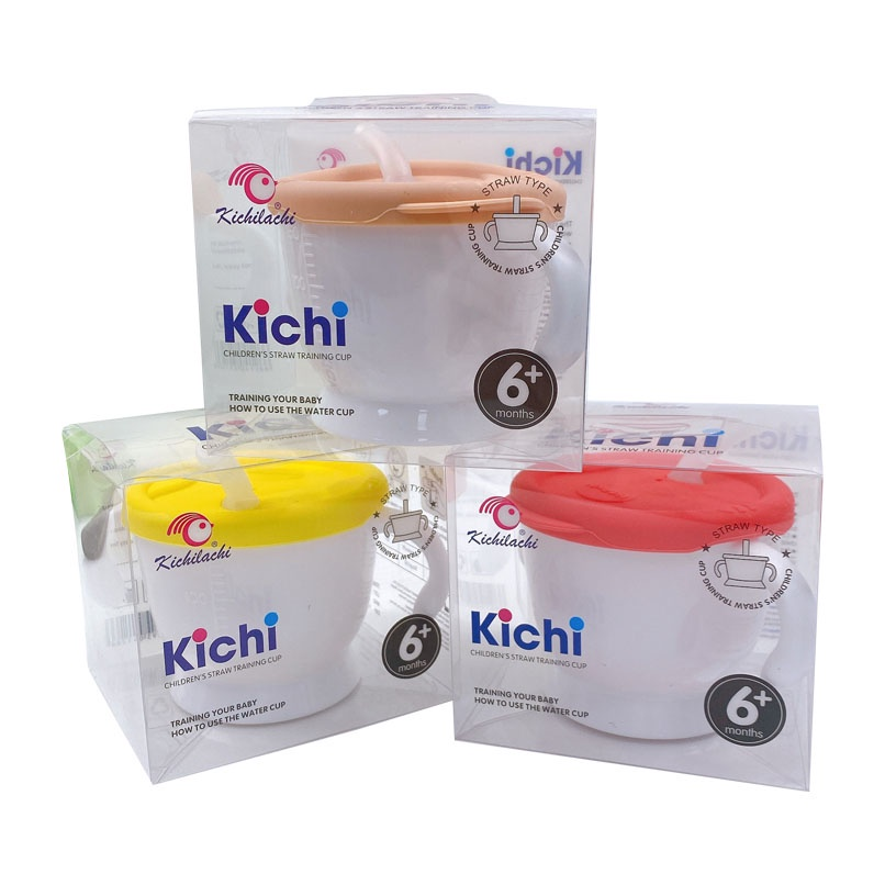 Cốc Tập Uống Nước Kichilachi, Cốc Tập Hút 3 Giai Đoạn Có Vạch Chia 150ml Cho Bé Chất Liệu An Toàn