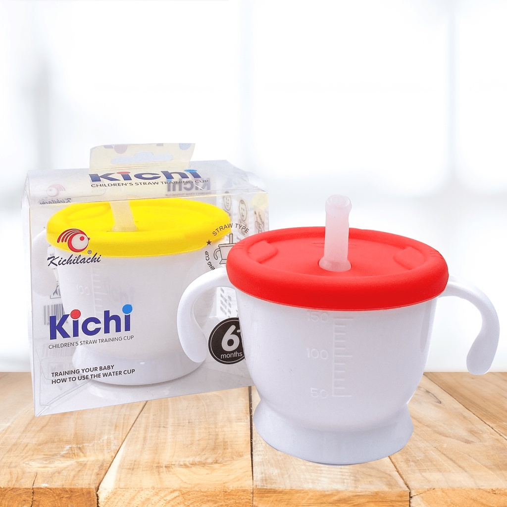 Cốc Tập Uống Nước Kichilachi, Cốc Tập Hút 3 Giai Đoạn Có Vạch Chia 150ml Cho Bé Chất Liệu An Toàn