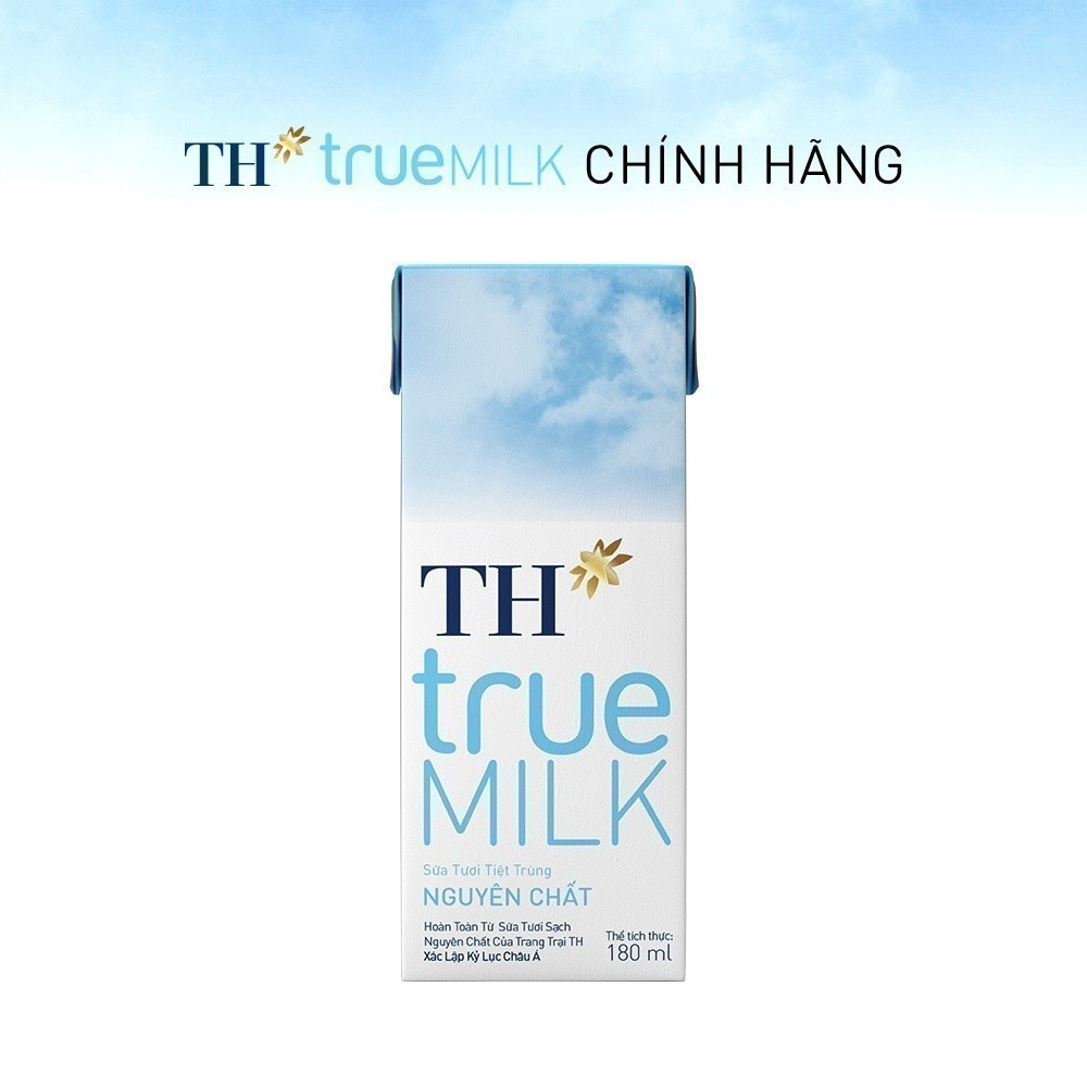 Lốc 4 hộp sữa tươi tiệt trùng không đường TH True Milk 180ml