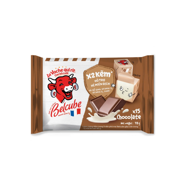 Phô mai Vuông Belcube vị sô cô la 15 viên (Con Bò Cười)