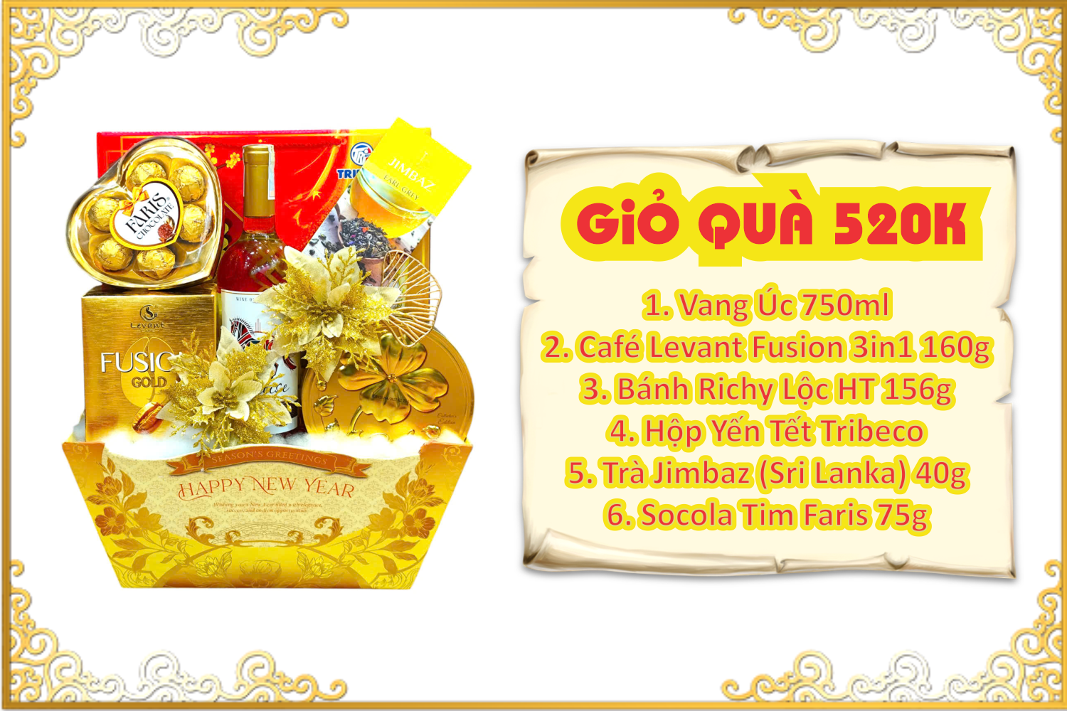 GIỎ QUÀ KHAY THUYỀN 520